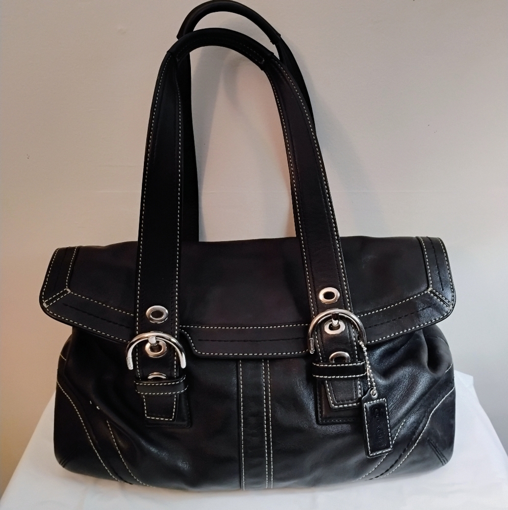 Vintage COACH Black Leather Handbag